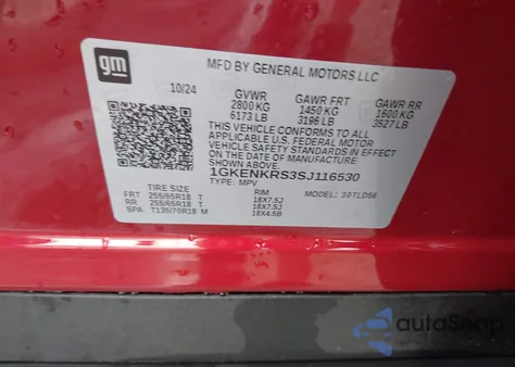 2025 GMC Acadia Fwd Elevation из США, поврежденный, VIN 1GKENKRS3SJ116530